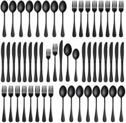 20 Piece Black Silverware Set Service For 4, Stainless Steel Flatware Utensils Set, Black Cutlery Set Knives Spoons And Forks Set, Mirror Polished, Dishwasher Safe 18 20 Piece Black Silverware Set Service For 4, Stainless Steel Flatware Utensils Set, Black Cutlery Set Knives Spoons And Forks Set, Mirror Polished, Dishwasher Safe -KitchenAid Shop 51sSeg1EaL. AC