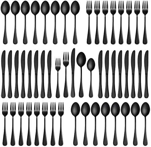 20 Piece Black Silverware Set Service For 4, Stainless Steel Flatware Utensils Set, Black Cutlery Set Knives Spoons And Forks Set, Mirror Polished, Dishwasher Safe 10 20 Piece Black Silverware Set Service For 4, Stainless Steel Flatware Utensils Set, Black Cutlery Set Knives Spoons And Forks Set, Mirror Polished, Dishwasher Safe - Image 8