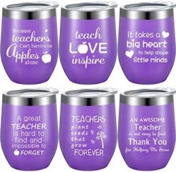 6 Pieces Thank You Gift Idea For Teachers, Teacher Graduation Appreciation Coffee Mug For Women Men Preschool Elementary Teacher, 12oz Wine Tumbler And Lids Straws Brushes (Simple Purple) 18 6 Pieces Thank You Gift Idea For Teachers, Teacher Graduation Appreciation Coffee Mug For Women Men Preschool Elementary Teacher, 12oz Wine Tumbler And Lids Straws Brushes (Simple Purple) -KitchenAid Shop 51sZT3negZL. AC
