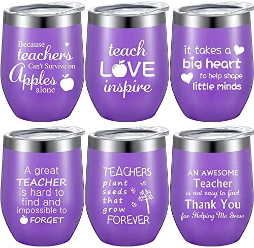 6 Pieces Thank You Gift Idea For Teachers, Teacher Graduation Appreciation Coffee Mug For Women Men Preschool Elementary Teacher, 12oz Wine Tumbler And Lids Straws Brushes (Simple Purple) 9 6 Pieces Thank You Gift Idea For Teachers, Teacher Graduation Appreciation Coffee Mug For Women Men Preschool Elementary Teacher, 12oz Wine Tumbler And Lids Straws Brushes (Simple Purple) - Image 7