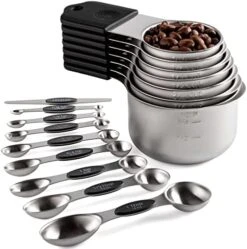 Magnetic Measuring Cups And Spoons Set Including 7 Stainless Steel Heavy Duty Measuring Cup 8 Double Sided Measuring Spoons With 1 Leveler For Dry And Liquid Ingredients (Color) -KitchenAid Shop 51saUFk B6L. AC 1