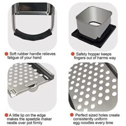 Spaetzle Maker And Spider Strainer Set, Stainless Steel German Egg Noodle Dumpling Maker With Rubber Grip Handle & Safety Pusher KP002 By CHIVIOR -KitchenAid Shop 51sannHnIoL