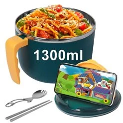 Rapid Ramen Cooker - 1300ml Bowl Set For Quick And Easy Ramen Noodle Cooking In 3 Minutes | Includes Lid, BPA-Free And Dishwasher Safe | Perfect For Dorms, Small Kitchens, And Offices