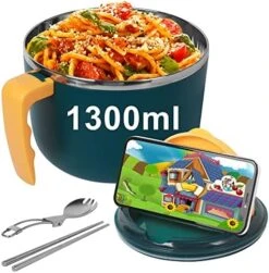 Rapid Ramen Cooker - 1300ml Bowl Set For Quick And Easy Ramen Noodle Cooking In 3 Minutes | Includes Lid, BPA-Free And Dishwasher Safe | Perfect For Dorms, Small Kitchens, And Offices -KitchenAid Shop 51sbfnwINJL. AC