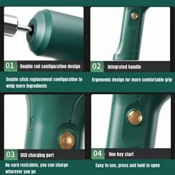 Mini Hand Mixer, Household Cordless Electric Hand Mixer,USB Rechargable Handheld Egg Beater With 2 Detachable Stir Whisks With 3 Speed Modes For Kitchen Baking And Baby Food -KitchenAid Shop 51sdEOiMPxL