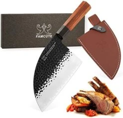 6.5 Inch Butcher Knife, 3 Layer 9CR18MOV Clad Steel W/octagon Handle Serbian Meat Cleaver Knife With Leather Knife Sheath -KitchenAid Shop 51sfxRf bL. AC