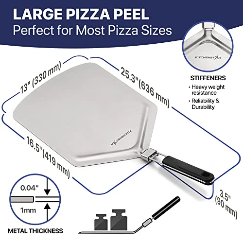 Stainless Steel Pizza Peel With Folding Handle (13 X 16.5 Inches) For Oven Pizza Turning, Placement And Retrieving - Professional Baking Tools Series 7 Stainless Steel Pizza Peel With Folding Handle (13 X 16.5 Inches) For Oven Pizza Turning, Placement And Retrieving - Professional Baking Tools Series - Image 5