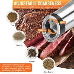 Gravity Salt And Pepper Grinder Mill Set Electric Rechargeable USB Automatic Salt Pepper Mills Set, Adjustable Grinding Coarseness And Large Capacity Refillable Spices Container,with Bright LED Light 7 Gravity Salt And Pepper Grinder Mill Set Electric Rechargeable USB Automatic Salt Pepper Mills Set, Adjustable Grinding Coarseness And Large Capacity Refillable Spices Container,with Bright LED Light -KitchenAid Shop 51soQVs8u4L