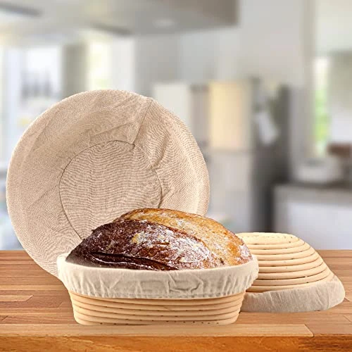 Bread Proofing Baskets Set Of 2 8.5 Inch Round Dough Proofing Bowls W/Liners Perfect For Home Sourdough Bakers Baking 4 Bread Proofing Baskets Set Of 2 8.5 Inch Round Dough Proofing Bowls W/Liners Perfect For Home Sourdough Bakers Baking - Image 2