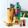 TWDYC 3PCS Stainless Steel Rainbow Boston Cocktail Set 750ml Cocktail Shaker Set With Strainer Measure Cup Bartender Kit Bar Tool Set (Color : D)
