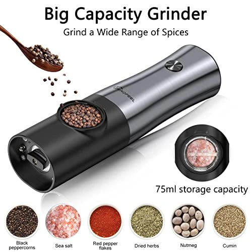 Electric Salt And Pepper Grinder Set - Rechargeable Pepper Grinder Set With Large Capacity, Adjustable Coarseness And Charging Base - Stainless Steel Pepper Mill Set With White Light 3 Electric Salt And Pepper Grinder Set - Rechargeable Pepper Grinder Set With Large Capacity, Adjustable Coarseness And Charging Base - Stainless Steel Pepper Mill Set With White Light