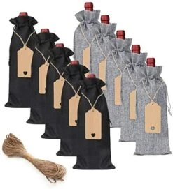 ING Burlap Wine Bags 20 Pcs Wine Bottle Bags Jute Wine Gift Bags With Tags And Ropes Wine Bottle Covers For Christmas Wedding Housewarming Engagement Wine Tasting Party Supplies (Black&Gray, 20) -KitchenAid Shop 51tHPVaOj4L. AC
