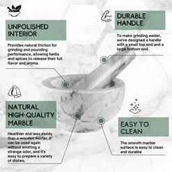 Marble Mortar And Pestle Set - Solid Marble Stone Grinder Bowl Holder For Guacamole, Herbs, Spices, Garlic, Kitchen, Cooking, Medicine -KitchenAid Shop 51tIQ1kzTfL