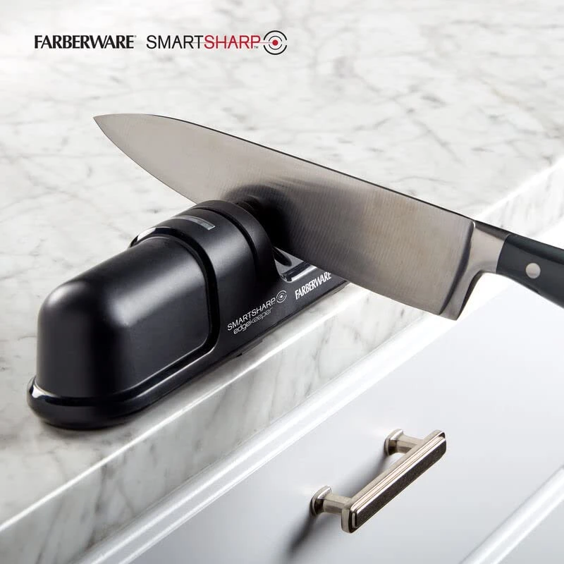 Two-Stage SmartSharp Knife Sharpener, Easy-to-Use Nonslip Sharpener With Color Changing LED Light Indicator, Knife Sharpening System To Polish, Sharpen And Repair Kitchen Knives, Black 7 Two-Stage SmartSharp Knife Sharpener, Easy-to-Use Nonslip Sharpener With Color Changing LED Light Indicator, Knife Sharpening System To Polish, Sharpen And Repair Kitchen Knives, Black - Image 5