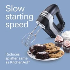 5-Speed Electric Hand Mixer With High-Performance DC Motor, Slow Start, Snap-On Storage Case, Stainless Steel Beaters & Whisk, Black (62651) -KitchenAid Shop 51tP992PAgL