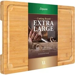 Xtra Large Cutting Board, 17.6" Bamboo Cutting Boards For Kitchen With Juice Groove And Handles Kitchen Chopping Board For Meat Cheese Board Heavy Duty Serving Tray, XL, Empune
