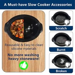 Low Cooker Liners, Compatible With Crock Pot 7QT Oval Slow Cooker, Reusable & Easy To Clean Dishwasher Safe Silicone Cooker Liner For 7 Quart Crock Pot -KitchenAid Shop 51tTwTzUekL