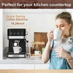 Espresso Machines 20 Bar 1050W Brewing Pressure Latte Cappuccino Machine, Expresso Coffee Machine With Milk Frother, 1.5L/50Oz Detachable Water Tank, Coffee Maker For Macchiato, Latte