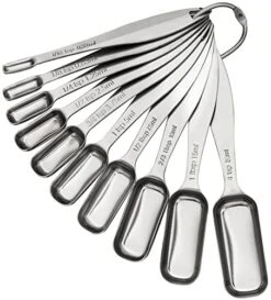 Measuring Spoons Set Of 10, Heavy Duty Stainless Steel Metal Teaspoons Tablespoons, For Dry Or Liquid