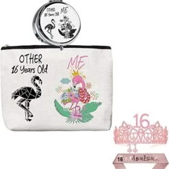 16th Birthday Gifts For Girls,16th Flamingo Birthday,Other 16 Year Olds Me,16 Year Old Birthday Gifts For Her And 16th Birthday Gifts,16th Birthday Tiara Pink,16th Birthday Crown,16 And Fabulous Sash,