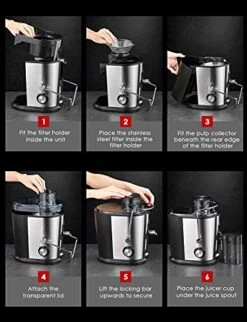 Centrifugal Juicer Easy Clean, Juicer Machines For Fruits &Vegetables, 3inch Wide Mouth Feed Chute, 304 Stainless Steel Filter, BPA Free, Brush Included -KitchenAid Shop 51te1SjBd8L