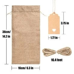 Burlap Wine Gift Bags, 12 Pack Jute Wine Bottle Bags With Drawstring, Reusable Wine Bottle Covers With Ropes And Tags -KitchenAid Shop 51teQcrnghS