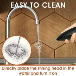 Milk Frother Handheld Electric Whisk, High Power Handheld Drink Mixer, Stainless Steel Coffee Whisk, Frother For Coffee, Cappuccino, Matcha, Hot Chocolate, Battery Operated (Not Included) Black -KitchenAid Shop 51tgIvarlgL