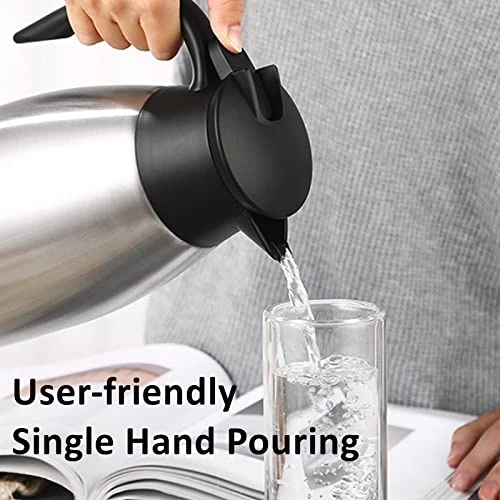 Coffee Carafe For Keeping Hot,68oz/2L Thermal Carafe For Hot Liquids,Insulated Coffee Thermos Carafe,Stainless Steel Thermal Pot Flask,Dual Wall Insulated Water Tea Beverage Dispenser & Cleaner Brush 5 Coffee Carafe For Keeping Hot,68oz/2L Thermal Carafe For Hot Liquids,Insulated Coffee Thermos Carafe,Stainless Steel Thermal Pot Flask,Dual Wall Insulated Water Tea Beverage Dispenser & Cleaner Brush - Image 3