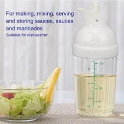 200ml Salad Dressing Shaker, Safe Durable BPA Free Prevent Leakage Drop Resistant PP Salad Dressing Jar With A Lid For Kitchen 144g(White)