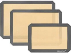 Silicone Baking Mat - Nonstick Large Baking Mat Set Of 3-2 Half Sheets Mats (11 5/8" X 16 1/2") + 1 Quarter Sheets - Extra Thick Reusable Bakeware Mats For Cookies, Pastry, Bread, Bun, Fondant -KitchenAid Shop 51tzcyI2cBL. AC