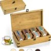 Large Wooden Tea Organizer Box, Big 14" Bamboo Storage Chest | 8-Compartment Tall, Adjustable Shelves | 100% Handmade Craft Eco-Friendly Natural Décor
