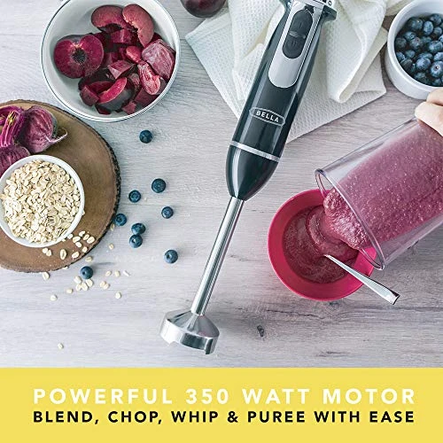 Bella 10-Speed Immersion Blender With Attachments, 350 Watt, Immersion Blender With Dishwasher Safe Whisk & Blending Attachments For Food Prep, Black 3 Bella 10-Speed Immersion Blender With Attachments, 350 Watt, Immersion Blender With Dishwasher Safe Whisk & Blending Attachments For Food Prep, Black