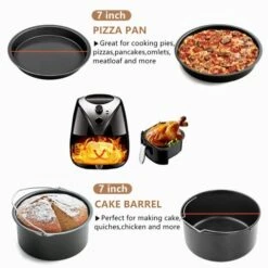 Ir Fryer Accessories, Includes 7 Inch Cake Barrel, Pizza Pan And 50Pcs Non-stick Disposable Air Fryer Liners Baking Paper, Silicone Basting Pastry Brush As Bonus (Purple)