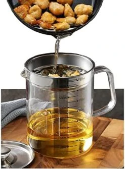 Glass Bacon Grease Container，Transparent Glass Grease Strainer，1.5/1.58 Quart LCooking Oil Storage Grease Keeper Bacon Grease Container With Strainer (1.5/1.58 Quart) -KitchenAid Shop 51u9eKcJtwL. AC