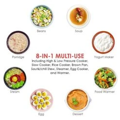 PrepAmeal 3 Quart Pressure Cooker 8 IN 1 Multi Use Programmable Instant Cooker Electric Pressure Pot With Slow Cooker, Rice Cooker, Steamer, Sauté, Brown, Warmer -KitchenAid Shop 51uD5vA1mVL