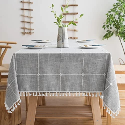 Rustic Tablecloth Cotton Linen Splashproof Tablecloths Burlap Table Cloths For Kitchen Dining Buffet Cloth Table Cloth For Rectangle Tables Grey Rectangle Table,55''x70'',4-6 Seats 3 Rustic Tablecloth Cotton Linen Splashproof Tablecloths Burlap Table Cloths For Kitchen Dining Buffet Cloth Table Cloth For Rectangle Tables Grey Rectangle Table,55''x70'',4-6 Seats