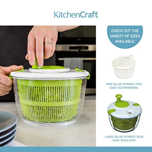 Kitchen Craft Mini Salad Spinner/Dresser, 19 Cm (7.5") 8 Kitchen Craft Mini Salad Spinner/Dresser, 19 Cm (7.5") - Image 6