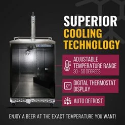 Beer Meister - Beer Kegerator Premium Series, Draft Beer Dispenser For Home Bar, Beer, Wine, & Bar Soda Dispenser System, Single Tower W/Stainless Door, 24.88 X 23.88 X 39.25 Inches -KitchenAid Shop 51uNVU9v9PL