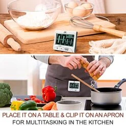 3" Large Display Kitchen Timer - Digital Timer Magnetic Back Loud Alarm On A Rope- White Cooking Timers For Kitchen Teachers Students Games Kids Meetings - Sports Timer For Workouts Exercise -KitchenAid Shop 51uW33xT5US