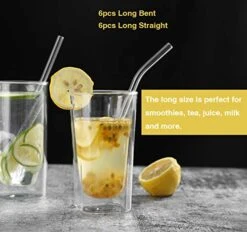 8"x8mm Long Reusable Glass Straws, Clear Drinking Straws For Smoothie, Milkshakes, Tea, Juice-12 Pack Including 6 Straight And 6 Bent With 2 Cleaning Brush, Perfect For Hot Or Cold Drinks -KitchenAid Shop 51uZWD9OOaL