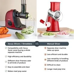OCUU Slow Masticating Juicer Bundle Set With Vegetable Shredder/Slicer Attachment, 3 Easy To Use And Clean Interchangeable Blades, Quiet Motor & Reverse Function -KitchenAid Shop 51uhrzwnj5L
