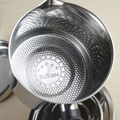 18/8 Stainless Steel Oil Storage Grease Keeper, Grease Strainer Pot Grease Container With Mesh Strainer (2.0 L) -KitchenAid Shop 51urswjBD8L