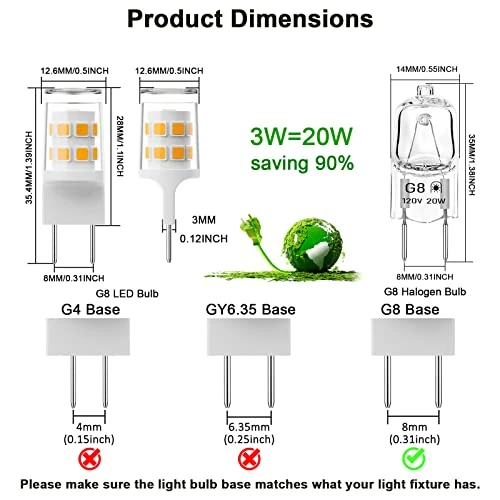 G8 LED Bulb, 20W Microwave Light Bulbs Under Hood Replacement For GE Samsung Microwave Oven, Replaces WB25X10019, 120V Warm White 3000K, 2Pack 3 G8 LED Bulb, 20W Microwave Light Bulbs Under Hood Replacement For GE Samsung Microwave Oven, Replaces WB25X10019, 120V Warm White 3000K, 2Pack
