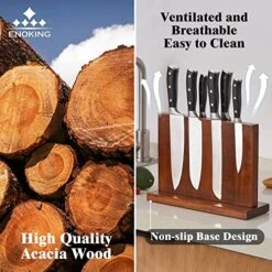 Magnetic Knife Block Kitchen Knife Holder Without Knives- Natural Acacia Universal Knife Storage Organizer With Powerful Magnets For Kitchen Counter -KitchenAid Shop 51v0CKHKngL