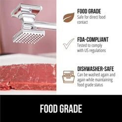 Gorilla Grip Heavy Duty Meat Tenderizer, Oversized Kitchen Mallet, Soft Grip Handle, Tool Maximizes Food Flavor, Spiked Side Tenderizes, Flat Smooth Flattens Steak, Pound Beef, Commercial Grade, Black -KitchenAid Shop 51vNjCt2YNL