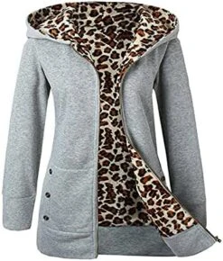 VODMXYGG Winter Coats For Women Plus Velvet Thicker Hooded Sweatshirt Leopard Zipper Over Outwear -KitchenAid Shop 51vNwupS97L. AC