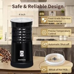 Milk Frother, Electric 3-in-1 Milk Steamer, 8.1oz/240ml Electric Hot&Cold Foam Maker, Milk Frother With 2 Whisks For Frothing And Heating, Milk Warmer For Coffee, Hot Chocolate, 500W, Black -KitchenAid Shop 51vRneMBt7L