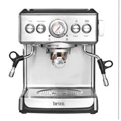 19 Bar Espresso Machine, Fast Heating Cappuccino, Americano, Latte And Espresso Maker, Milk Steamer And Frother, Removable Parts For Easy Cleaning, Stainless Steel With Wood Accents
