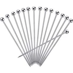 15PCS Cocktail Picks For Drinks, Stainless Steel Cocktail Toothpicks, Reusable Cocktail Skewers, Garnish Picks Bloody Mary Skewers, Metal Martini Picks For Olives Appetizers Fruit (4.3 Inch)