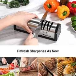 Knife Sharpener, Professional 2 Stage Electric Knife Sharpener For Quick Sharpening & Polishing, With Scissors Sharpener And Metal Dust Collection Box, Stainless Steel, Silver -KitchenAid Shop 51vYzAOy1eL